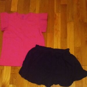 girl xl GAP Pink Top and Black Shorts Set